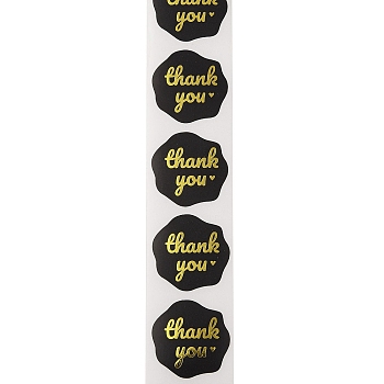 Thank You Stickers Round Labels for Envelope Greeting Cards, Black, 25x25mm 150pcs/roll