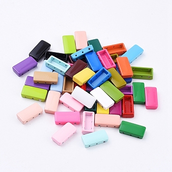 Spray Painted Alloy Multi-Strand Links, For Tile Elastic Bracelets Making, Rectangle, Mixed Color, 16x8x4mm, Hole: 0.8mm