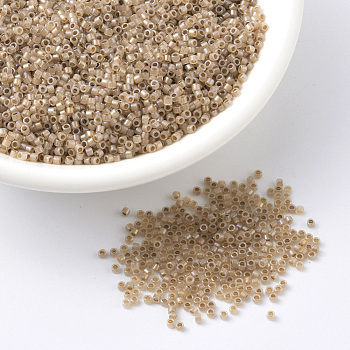 MIYUKI Delica Beads, Cylinder, Japanese Seed Beads, 11/0, (DB1731) Beige Lined Opal AB, 1.3x1.6mm, Hole: 0.8mm, about 2000pcs/bottle, 10g/bottle