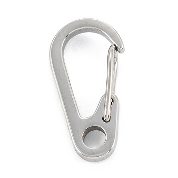 304 Stainless Steel Push Gate Snap Keychain Clasp Findings, Stainless Steel Color, 20x10x5mm, Hole: 3.7mm