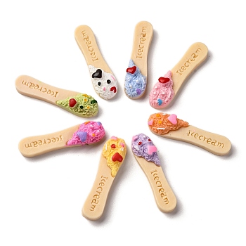 Opaque Resin Decoden Cabochons, Mixed Color, Ice Cream Stick, 9~17x17~33x6.5~11.5mm