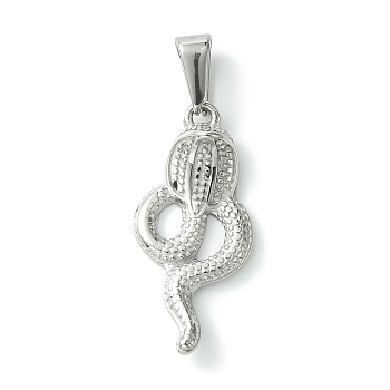 304 Stainless Steel Pendants, Snake Charms, Stainless Steel Color, 29x13x5.5mm, Hole: 7x3.5mm