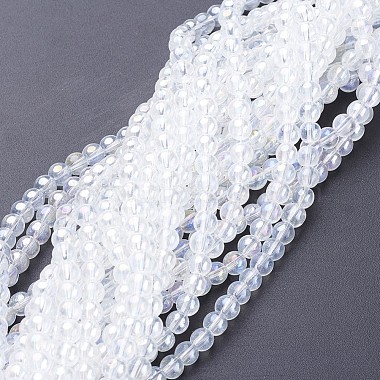 4mm Clear Round Electroplate Glass Beads