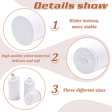 3Pcs 3 Sizes Lint Covered with PVC Ring Display Stands(RDIS-WH0019-06)-3