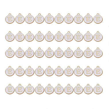 Golden White Flat Round Alloy+Enamel Charms