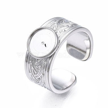 304 Stainless Steel Open Cuff Finger Ring Cabochon Settings(X-STAS-T060-05P)-3