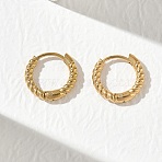 304 Stainless Steel Huggie Hoop Earrings for Women, Twist, Golden, 11.5x2mm(EJEW-K336-01B-G)