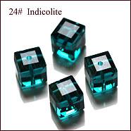 Imitation Austrian Crystal Beads, Grade AAA, Faceted, Cube, Dark Cyan, 4x4x4mm(size within the error range of 0.5~1mm), Hole: 0.7~0.9mm(SWAR-F074-4x4mm-24)