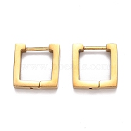 304 Stainless Steel Square Huggie Hoop Earrings, Golden, 12x12x3mm, Pin: 1mm(STAS-H156-09A-G)