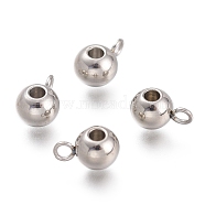 304 Stainless Steel Tube Bails, Loop Bails, Bail Beads, Round, Stainless Steel Color, 8.5x5x2mm, Hole: 1.8mm(STAS-O130-02)