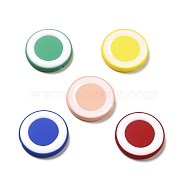 Opaque Acrylic Beads, with Enamel, Flat Round, Mixed Color, 24.5x4.5mm, Hole: 1.6mm(ACRC-I001-08)