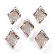 Embossed Glass Rhinestone Pendants, Rhombus, Faceted, Satin, 19x12x6mm, Hole: 1.5mm(GLAA-J101-04B-001SA)