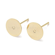 Brass Studs Earrings Finding, Lead Free & Cadmium Free, Round, Real 24K Gold Plated, 12x8mm, Pin: 1mm(KK-K383-05A-G)