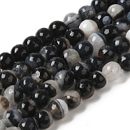 Dyed & Heated Natural Agate Crystal Beads Strands, Faceted Round, 8~8.5mm, Hole: 1.2mm, about 48pcs/strand, 14.57''(37cm)(G-NH0010-01)