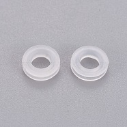 Comfort Plastic Pads for French Clip Earrings, Anti-Pain, Clip on Earring Cushion, Clear, 8x2.5mm, Hole: 4.5mm, Groove: 1.5mm(KY-E008-01)