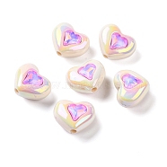 Plating Acrylic Beads, Heart, Violet, 16x19x11.5mm, Hole: 2.5mm(OACR-Z022-01D)