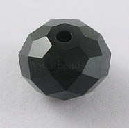 Austrian Crystal Beads, 5040 8mm, Faceted Rondelle, Jet, Size: about 8mm in diameter, 6mm thick, hole: 1mm(X-5040_8mm280)