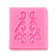Retro Embossed Vine Fondant Molds, Cake Border Decoration Food Grade Silicone Molds, for Chocolate, Candy, UV Resin & Epoxy Resin Craft Making, Hot Pink, 59x52x6mm, Inner Diameter: 47x18.5mm(DIY-E054-05)