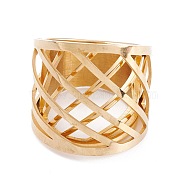 Unisex 304 Stainless Steel Finger Rings, Hollow, Column Round Shape, Golden, Size 6~9, 8.5~22mm, Inner Diameter: 16.5~18.9mm(RJEW-K233-17B-G)