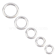 5Pcs 5 Styles 304 Stainless Steel Spring Gate Rings, for Keychain, Round Ring, Stainless Steel Color, 16~28x3~4mm, Inner Diameter: 10~20mm, 1pc/style(STAS-UN0040-95)