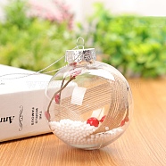 Transparent Plastic Fillable Ball Pendants Decorations, with Rattan inside, Christmas Tree Hanging Ornament, Clear, 60mm(XMAS-PW0002-02A-06)