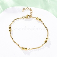 304 Stainless Steel Rolo Chain Bracelets for Women, Peanut, Ion Plating(IP) , Golden, 6-3/4 inch(17.2cm)(BJEW-C094-09G)