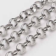 3.28 Feet 304 Stainless Steel Rolo Chains, Belcher Chain, Unwelded, Stainless Steel Color, 5x1.5mm(X-CHS-L015-52)