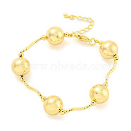 Rack Plating Brass Twisted Link Round Ball Bracelets for Women, Cadmium Free & Lead Free, Long-Lasting Plated, Real 18K Gold Plated, 6-3/8 inch(16.3cm)(BJEW-P322-21G)