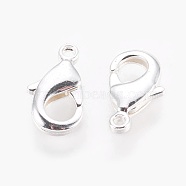 Brass Lobster Claw Clasps, Nickel Free, 925 Sterling Silver Plated, 12x7x2.5mm, Hole: 1mm(X-KK-S314-42S)