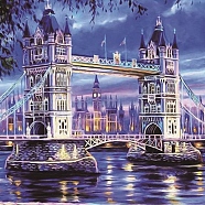 DIY Rectangle Tower Bridge Diamond Painting Kits, Including Canvas, Resin Rhinestones, Diamond Sticky Pen, Tray Plate and Glue Clay, Tower Bridge, London, 400x300mm(DIAM-PW0003-020)