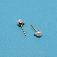 304 Stainless Steel Stud Earring Findings, with Acrylic Imitation Pearl Beads and Loop, Light Gold, 17x6.5mm, Hole: 0.8mm, Pin: 0.8mm(STAS-WH0029-02A-01)