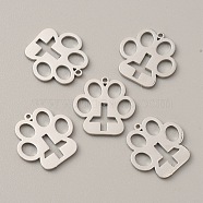 314 Stainless Steel Pendants, Paw Print with Cross Pattern Charms, Stainless Steel Color, 15.5x15.5x1mm, Hole: 1mm(STAS-CJC0013-01P)