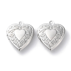 Rack Plating Brass Locket Pendants, Long-Lasting Plated, Lead Free & Cadmium Free, Heart, Platinum, 22.5x19.5x5.5mm, Hole: 1.6mm, Inner Diameter: 11x13.5mm(KK-F090-03P)