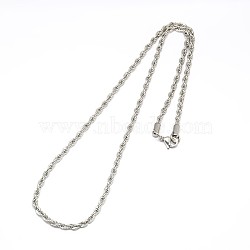 Fashionable 304 Stainless Steel Rope Chain Necklace Making, with Lobster Claw Clasps, Stainless Steel Color, 21.5 inch~24 inch(54.6~60.9cm)x3mm(STAS-A028-N052P)