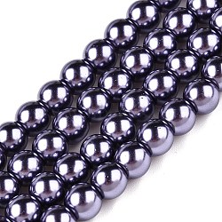 Baking Painted Glass Pearl Bead Strands, Pearlized, Round, Medium Purple, 3~4mm, Hole: 0.5mm, about 195pcs/strand, 23.6 inch(HY-Q003-3mm-73)