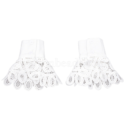 Polyester Oversleeves, Lace Wristband, False Sleeves, Wrist Cuff, with Plastic Button, for Women, White, 300x140x4mm, 2pcs/set(AJEW-WH0001-41)