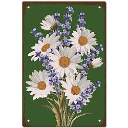 Rectangle Metal Iron Sign Poster, for Home Wall Decoration, Flower Pattern, 300x200x0.5mm(AJEW-WH0157-380)