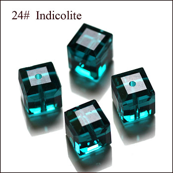 Imitation Austrian Crystal Beads, Grade AAA, Faceted, Cube, Dark Cyan, 4x4x4mm(size within the error range of 0.5~1mm), Hole: 0.7~0.9mm