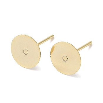 Brass Studs Earrings Finding, Lead Free & Cadmium Free, Round, Real 24K Gold Plated, 12x8mm, Pin: 1mm