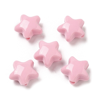 Opaque Acrylic Beads, Star, Pink, 11x11.5x7mm, Hole: 2mm,  about 1245pcs/500g