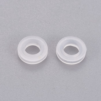 Comfort Plastic Pads for French Clip Earrings, Anti-Pain, Clip on Earring Cushion, Clear, 8x2.5mm, Hole: 4.5mm, Groove: 1.5mm