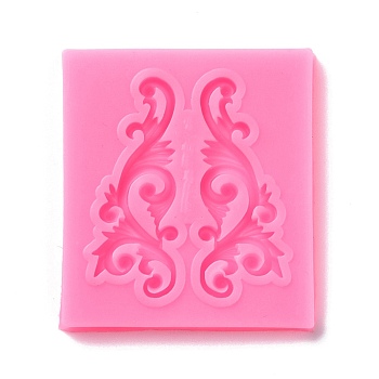 Retro Embossed Vine Fondant Molds, Cake Border Decoration Food Grade Silicone Molds, for Chocolate, Candy, UV Resin & Epoxy Resin Craft Making, Hot Pink, 59x52x6mm, Inner Diameter: 47x18.5mm