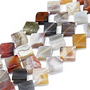 Natural Botswana Agate Beads Strands, Rhombus, 14~15x15x4~6mm, Hole: 0.8mm, about 26pcs/strand, 16.54 inch(42cm)