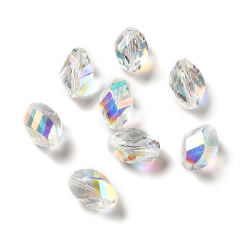Glass Imitation Austrian Crystal Beads, Faceted, Nugget, Clear AB, 11x8x8mm, Hole: 1mm