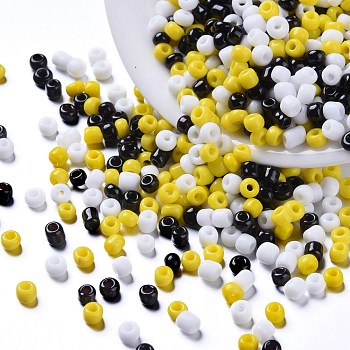 6500Pcs 300G 3 Colors Glass Seed Beads, Opaque Colours Seed, Small Craft Beads for DIY Jewelry Making, Round, Yellow, 8/0, 3mm, Hole: 1mm, 100g/color