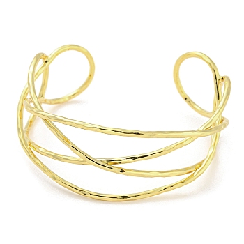 Brass Wire Wrap Cuff Bangle, Long-Lasting Plated, Cadmium Free & Lead Free, Real 18K Gold Plated, Inner Diameter: 2-1/4 inch(5.8cm)