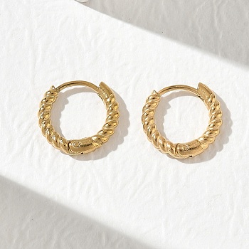 304 Stainless Steel Huggie Hoop Earrings for Women, Twist, Golden, 11.5x2mm