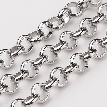 3.28 Feet 304 Stainless Steel Rolo Chains, Belcher Chain, Unwelded, Stainless Steel Color, 5x1.5mm