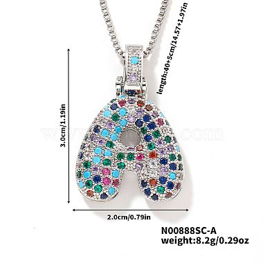 Colorful Letter A Cubic Zirconia Necklaces