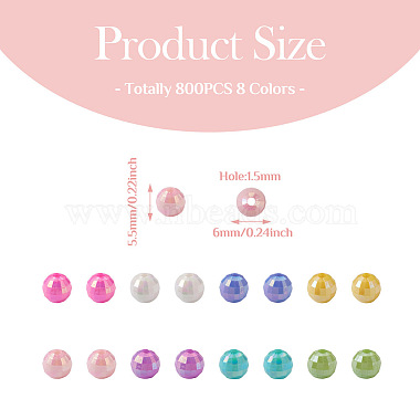 PandaHall Jewelry 800Pcs 8 Colors Opaque Acrylic Beads(MACR-PJ0001-05)-4